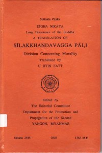 Image of Silakkhandavagga Pali (Suttanta Pitaka ; Digha Nikaya )